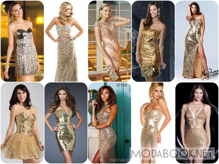 Платья на выпускной 2014 фото золотистых платьев