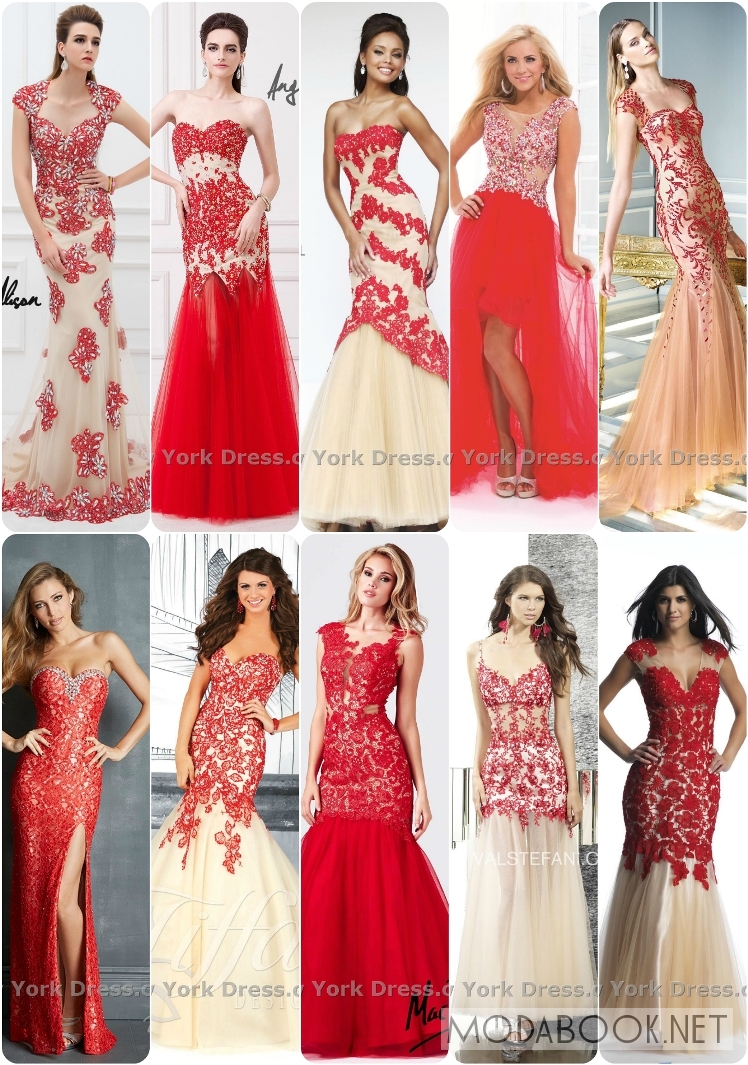Платья на выпускной 2014 из красно-белого кружева
